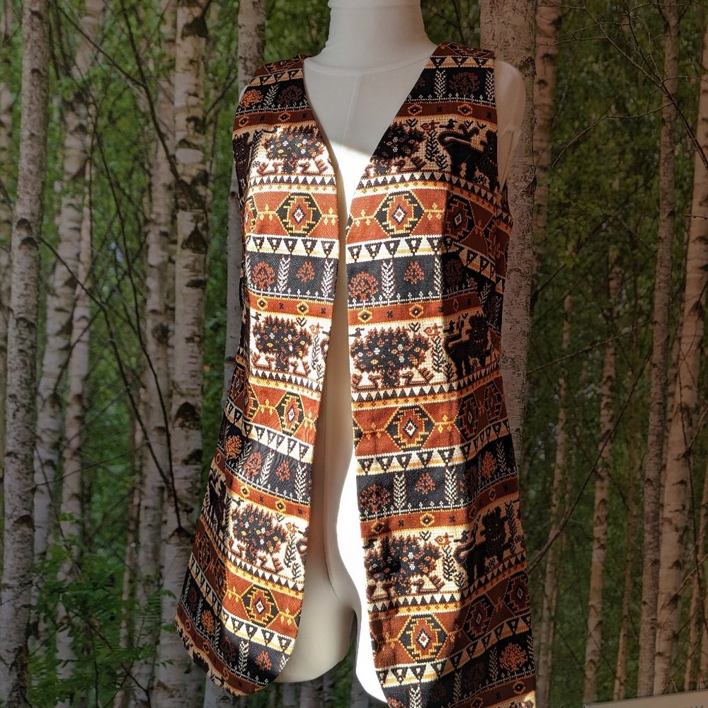 Vintage Indigo 1970s Handmade One of A Kind Wool Kilim Vest